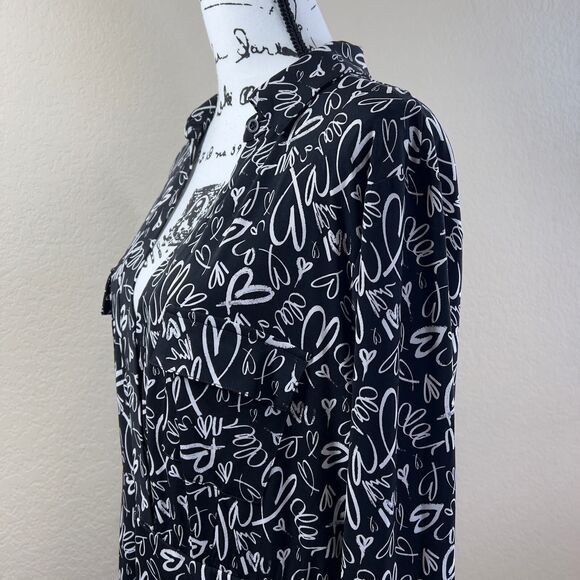 Torrid Studio Knit Surplice Faux Wrap Heart Dress Black White Size 2X edgy - Picture 7 of 15